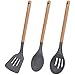 San Ignacio Set 3pc Utensilios de Cocina Silicona Madera, Colección Daimiel de la Marca, Negro/Blanco