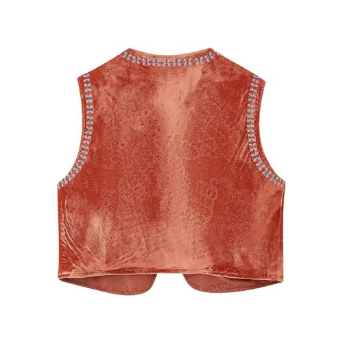 Image of Women Vintage Floral Embroidered Vest Y2K Sleeveless Open Front Cardigan Boho Linen Cropped Waistcoat