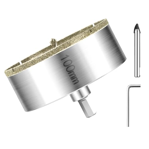 PHMNZIP 100 mm Broca de Diamante Taladro Hueco Sierra de Perforación con Broca de Centro Piloto Broca de Diamante Brocas con Revestimiento de Diamante para Azulejos Cerámica Vidrio Porcelana Mármol