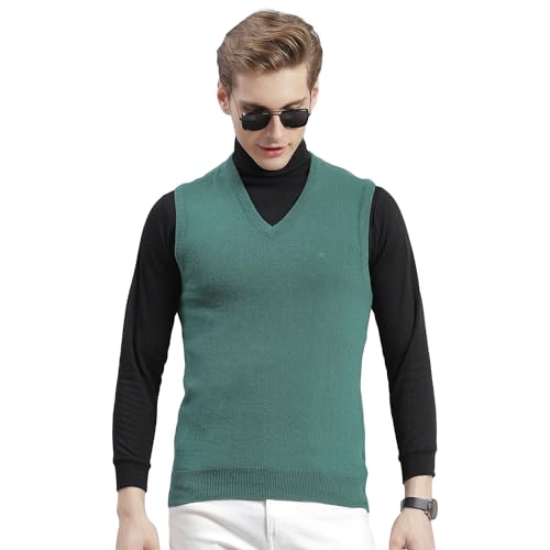 Image of Monte Carlo Off White Solid V Neck Sweater | Warm Woolen Pullover for Men | Soft Comfortable Knitted Winter Wear Sweater for Men's