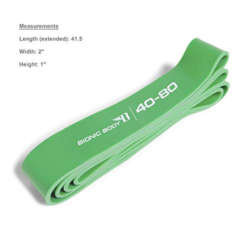 Bionic Body Assorted Resistance Loop Bands Fitness Bands for Power Lifting Strength Training Home Gym and Cardio Exercise, Green - 40 to 80 lbs. (Single)