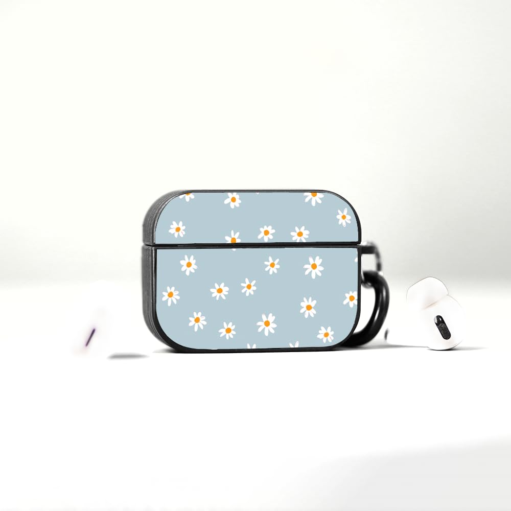 Tiny Blue Floral AirPods 3 Glass Case - Compatible with AirPods 3rd Generation Glass Case Cover, Airpods Cover absorbs Shocks - 360 Protection of Airpods