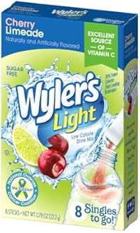 Wyler's Light Singles To Go, Cherry Limeade Water Drink Mix, 48 Total Powder Drink Mix Packets (Pack of 6)