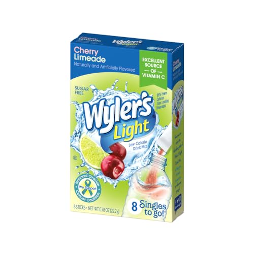 Wyler's Light Singles To Go, Cherry Limeade Water Drink Mix, 48 Total Powder Drink Mix Packets (Pack of 6)