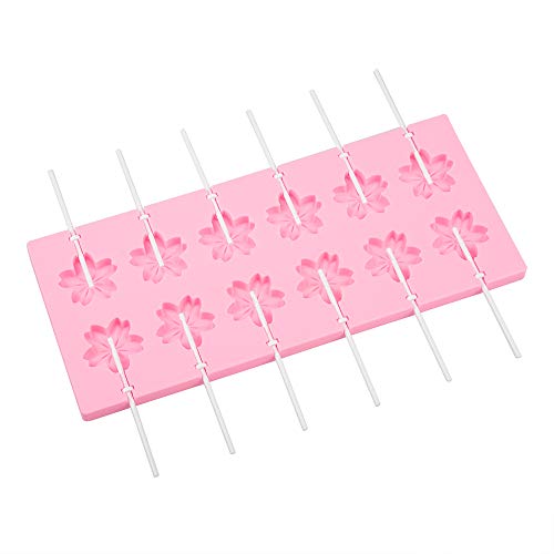 3 Pack Silicone Lollipop Molds,Sonku 12 Cavity Round Cherry Blossoms Swirl Chocolate Hard Candy Mold with 60 Pcs Sucker Sticks - Thumbnail 4