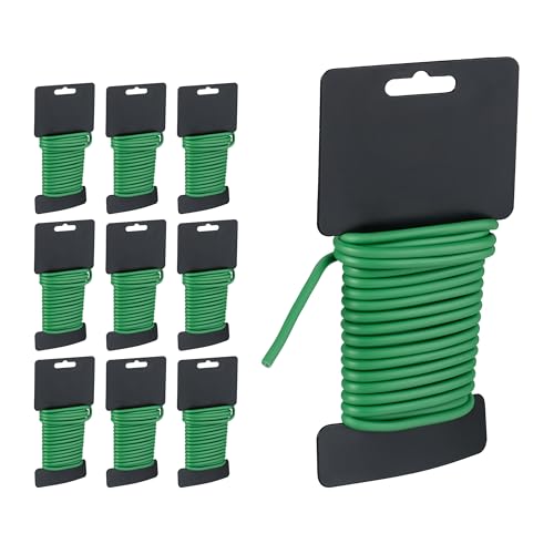 Relaxdays Gartendraht 10er Set, 5 m Länge, Ø 5 mm, ummantelter...