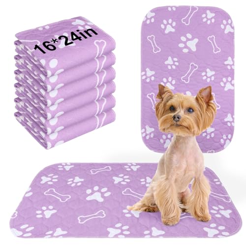 Image of BEAUTYZOO 6 Pack Washable Pee Pads for Dogs, Reusable Puppy Pads for Potty Training, Waterproof Super Absorbent Whelping Pads Mats Non Slip Against Urine for Small Medium Dogs Cats, 16 inch x 24 inch