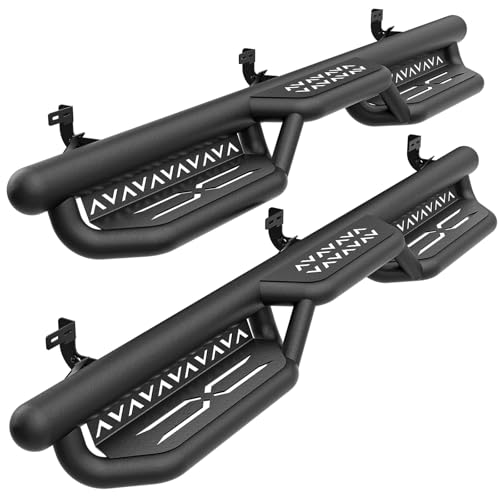 Yzona Y-RUNNING-0043-FBM Quad Cab Running Boards Compatible For 2009-2018 Dodge Ram 1500 (Included 2019-2024 1500 Classic), 2010-2024 Ram 2500 3500 Double/Extended Cab Side Steps, Two Stairs Design Rails Step Nerf Bar cover