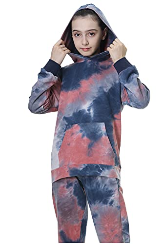 Image of Deeorla Little Boys Girls Cotton Tie Dye Hoodies Long Sleeve Pullover Sweatshirts for Big Kids 5-15Years