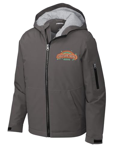 INK STITCH Youth Kids Yst56 Custom Add Logo Texts Embroidery Insulated Wind Jackets2