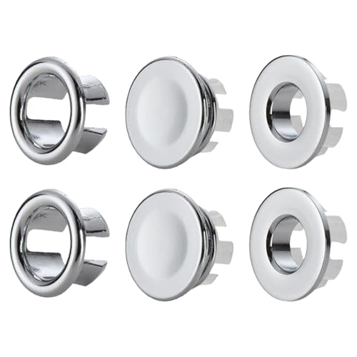 6piezas Anillo de Desbordamiento de Fregadero,Embellecedor Lavabo Agujero,Redonda de Drenaje Insertar en Agujero,3 Estilos de Tapas de Rebosadero de Fregadero,para Fregaderos de 22-24mm