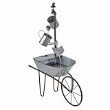 Alpine Corporation NCY402 Indoor/Outdoor Floor Rustic Wheelbarrow and Watering Can Garden Fountain, 36', Silver