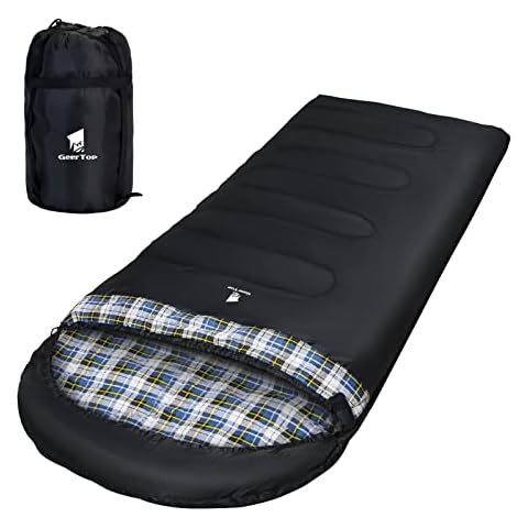 GEERTOP Sleeping Bag XL 3-4 Seasons Flannel Extra Large 220x100cm for Adults Compact Portable Comfortable Professional Warm for Camping Hiking Outdoor Indoor Cover