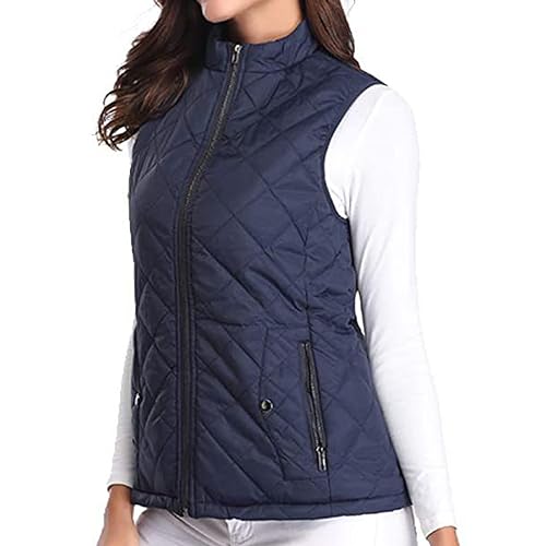 Puffer Vest Women Cropped Zip Up Stand Collar Sleeveless Jacket Solid Casual Comfy Padded Gilet With Pockets Winter Fall3