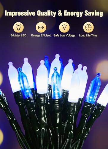 Brightown Battery Operated Christmas String Lights, 8ft 20 LED Mini Lights with Timer, Christmas Tree Lights for Indoor Outdoor Bedroom Wedding Party Holiday Xmas Decoration,Blue & White - Image 6