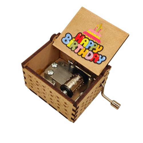 Image of Zesta Happy Birthday Musical Box Gift | Music Crank Mini Collectible for Girlfriend, Boyfriend, Husband, Wife | Unique Musical Gifts for Music Lovers | Vintage Wooden Box