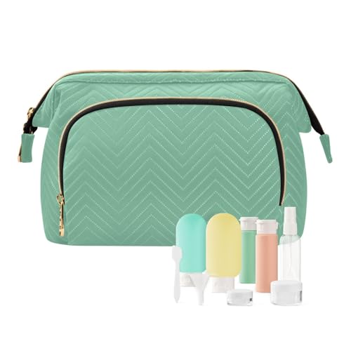 Borsa per cosmetici portatile portamonete da per colore neutro salvia 10.2x5.9x6.7 pollici donna verde beige