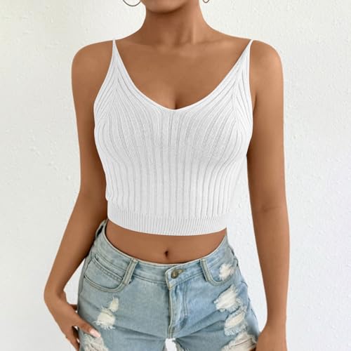 Girls Sweater Tank Tops Spaghetti Strap Camis Knit Ribbed Sweaters Vest Trendy Casual Crop Top 2025 Fashion Clothes2