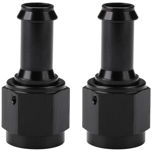 Podavelle 6AN Female to 3/8 Barb Hose Fitting Adapter Straight Swivel Aluminum Black 2PCS