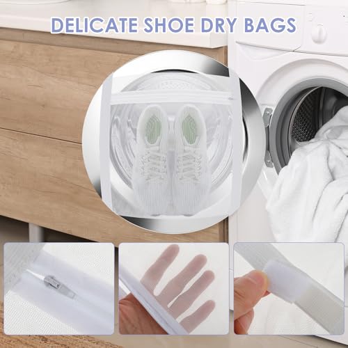 Piriuuo Mesh Laundry Bag, Wash & Dry Shoe Washing Machine Bag 13.78x15.75 Inch Laundry Shoe Bag for Washer and Dryer Reusable Shoe Net Laundry Bag Large Tumble Dryer Bag for Washing Machine - Image 3
