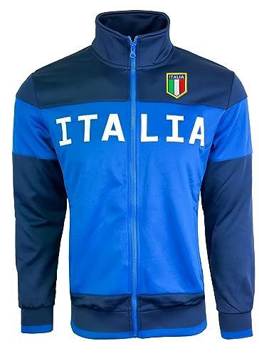 Men's Italy Jacket, Full Zip Italia Soccer Track Jacket With Zipper Pockets2