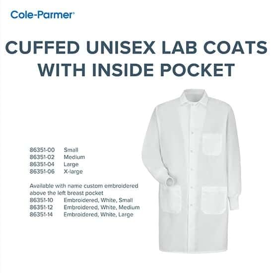 VF Workwear Cuffed Unisex Lab Coat, Large, (42.5-46)