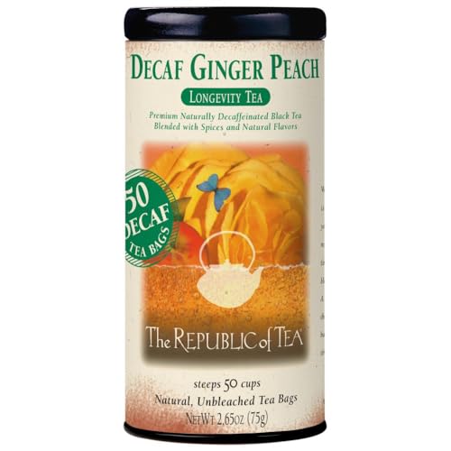 The Republic of Tea Decaf Ginger Peach Black Tea tin