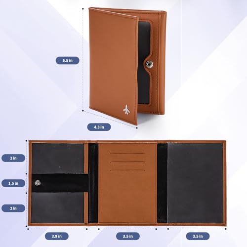 Pilot Wallet Passport Holder for Travel - RFID Blocking Genuine Leather Travel Document Holder with Gift Box Passport Wallet for Pilots Men and Women4