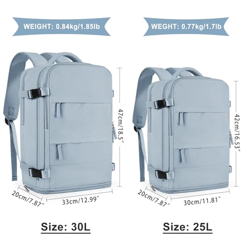Image of coowoz Large Travel Backpack For Women Men,Carry On Backpack Flight Approved,Hiking Backpack Waterproof Outdoor Rucksack Casual Daypack Fit 15.6 Inch Laptop Shoes Compartment,30L (Gray Blue)