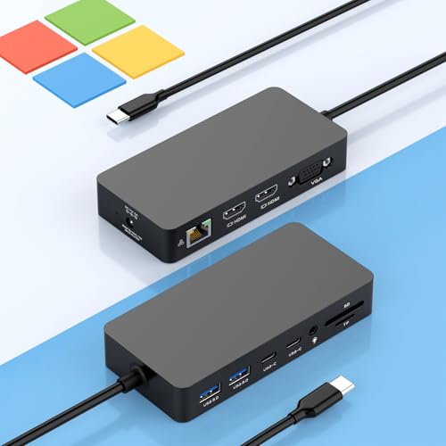 Microsoft Surface Thunderbolt 4 Dock, Dreifach-Displays mit Stromversorgung, 12-in-1-Surface-Dockingstation mit Dual 4K ...