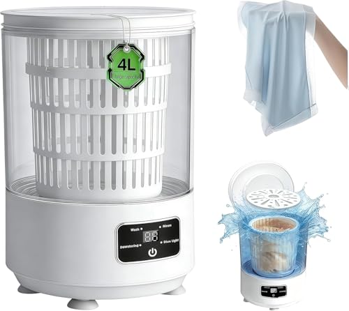 Portable Mini Washing Machine,4L Large Capacity Underwear Washer with Blue Light & Dehydration,Deep Clean Small Clothes,Semi‑Automatic Mini Washer for Family,Hotel,Camping