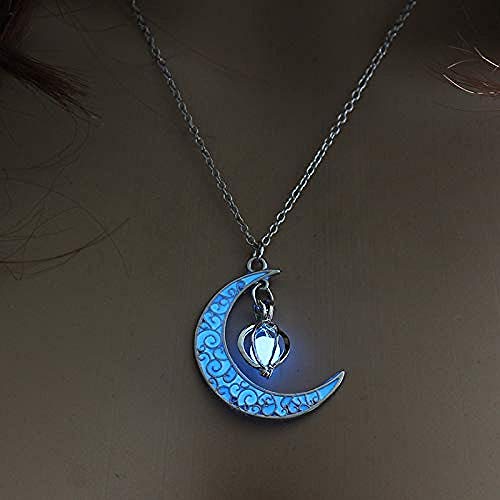 Preisvergleich Produktbild CKAWM Halskette Moon Glow Halskette Edelstein Anhänger Schmuck Versilberte Dame Halloween Anhänger Hohl Leuchtender Stein Anhänger Halskette Geschenk Schildkröte Grün
