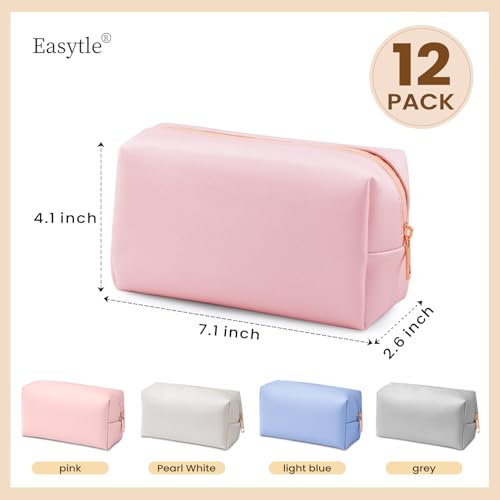 12 Pcs Makeup Bag Cosmetic Bag Travel Toiletry Bag Preppy Makeup Pouch Bag Pu Leather Pouch Portable Organizer Water Resistant Storage Purse Zipper Cosmetic Bag for Lady Women Daily Beauty Bag2