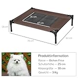 PawHut Hundebett Hundeliege Outdoor Katzenbett Haustierbett Schlafplatz Stahl 600D Oxford-Gewebe Braun 76 x 61 x 18 cm