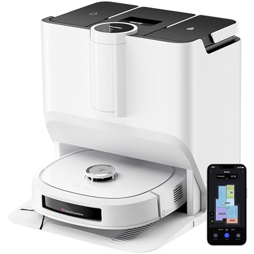 EUREKA J20 Robot Aspirateur Laveur Serpillière à Chenille 17 N, 6000mAh Aspirateur Robot Laveur avec Station Autonettoyante, 8000 Pa, Détection de