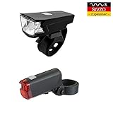 Frontleuchte mit einer sehr hellen LED, nach StVZO (~K1396) zugelassen | Rückleuchte mit einer super hellen rote LED, nach StVZO (~K1251) zugelassen