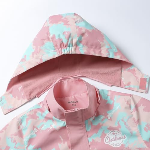 Image of MGEOY Boys Girls Rain Jacket Lightweight Waterproof Hooded Fleece Lined Raincoat Windbreakers for Kids
