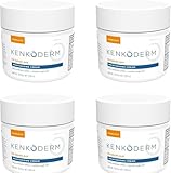 Kenkoderm Psoriasis Cream - Natural Moisturizing Face & Body Lotion with 2 Percent Salicylic Acid - Renewing Topical Formula for Dry & Sensitive Skin, Fragrance & Color Free, 10 oz., Pack of 4 Jars