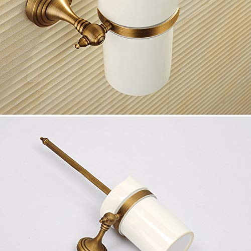 WDSOPK Compact Plastic Freestanding Toilet Bowl Brush and Holder for Bathroom Storage and Organization - Flip- Space Saving, Sturdy, Deep Cleaning, Covered Brush - Bronze - Image 4