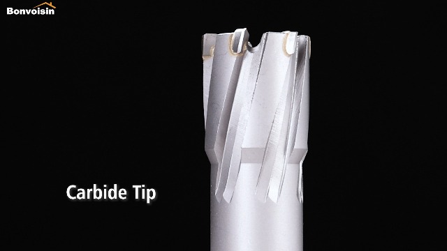 Image of Bonvoisin Annular Cutter Set 12 PCS Carbide Tips Mag Drill Bits Kit 1 /2 inch to 1-1 /16 inch Cutting Diameter 3 /4 inch Weldon Shank with 2 Pilot Pins for Mag Drill Press Cutting