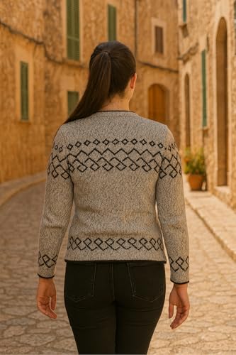 Image of Gamboa Alpaca Cardigan Sweater for Women Round Neck Knit Fall Winter Lady Womens Lightweight Dark Grey