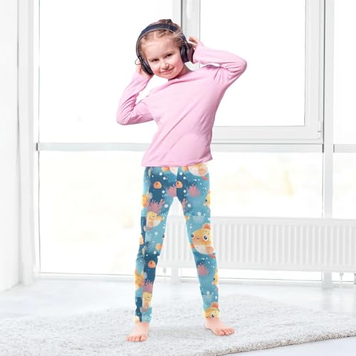 Boccsty Cute Pufferfish Pattern Bubble Girls Leggings Kids Yoga Pants Dance Active Tights 4T4