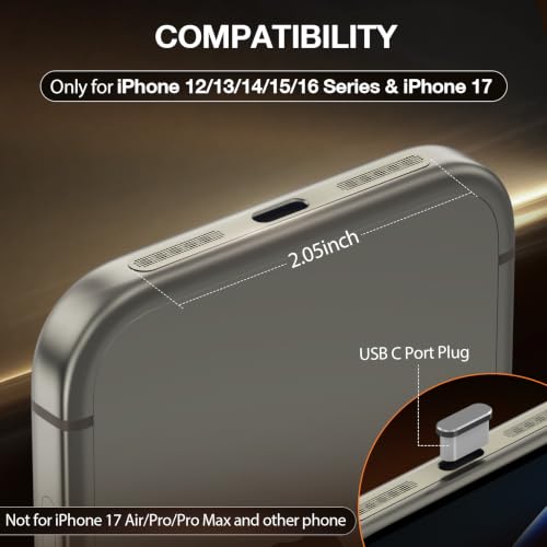 Malla metálica protectora para iPhone 17 y 16 con enchufe antipolvo USB C pack de 5 unidades 2