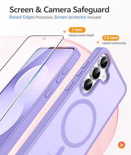 Image of FNTCASE for Samsung Galaxy S25 FE Case: Magnetic Translucent Matte Military Grade Drop Proof Protection Cell Phone Cover - Slim Rugged Durable Shockproof Protective S25Fe Cases (Light Purple-6.7 inch)