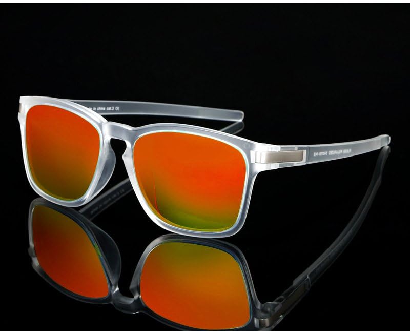 Aferlite Unisex TAC Polarized Lens | Unbreakable TR90 Frame |100% UV Protection Retro Square Sunglasses | Medium | Matt Clear |Lens Mirror Orange 1