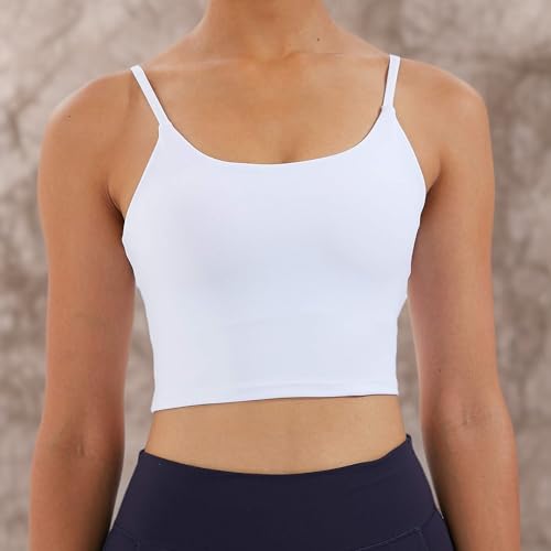 Image of Women's Strappy Stretch Sports Bra Longline Yoga Tank Top Fitness Bra Workout Camisole Crop Tops for Teen Girl