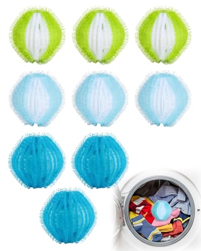RAMGLYO Boules Anti-Poils Lot de 9, Réutilisables pour Machine à Laver & Sèche-Linge. Attrape Poils d'Animaux & Peluches pour Linge Impeccable, Sans...