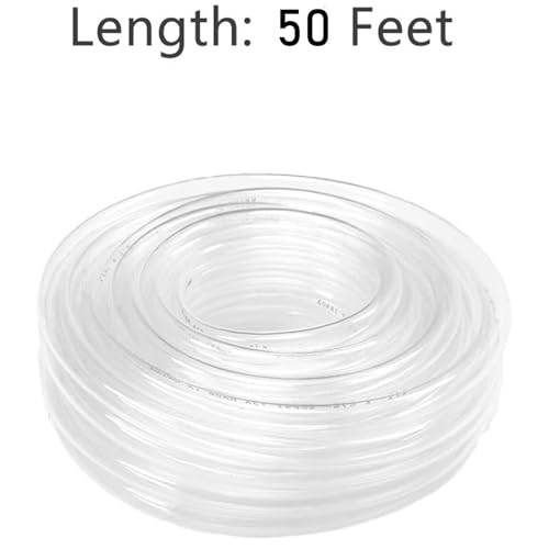 Image of Eastrans 50ft x 7 /8 inch Clear Vinyl Tubing, Flexible Plastic PVC Tubing | BPA Free and Non Toxic, UV / Chemical Resistant, Lightweight