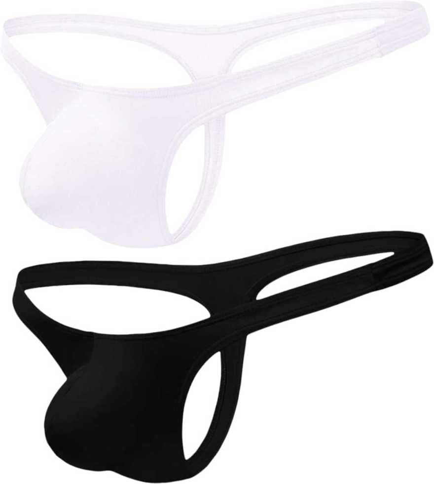 New Men Thongs Underwear g String Thongs Pack of 2 Black & White-picture-34