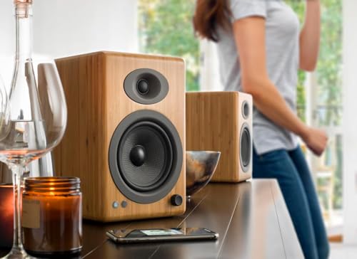 Image of Audioengine A5+ Wireless Bookshelf Speakers. Stream Pandora, Spotify, Tidal or Your Favorite app with aptX HD in High Resolution